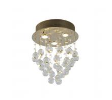 Bethel International LX03SF12G - 3-Light Gold Flush Mount With Clear Crystals